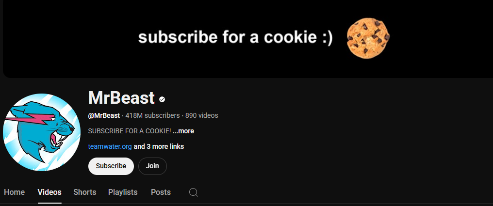 MrBeast's YouTube channel.