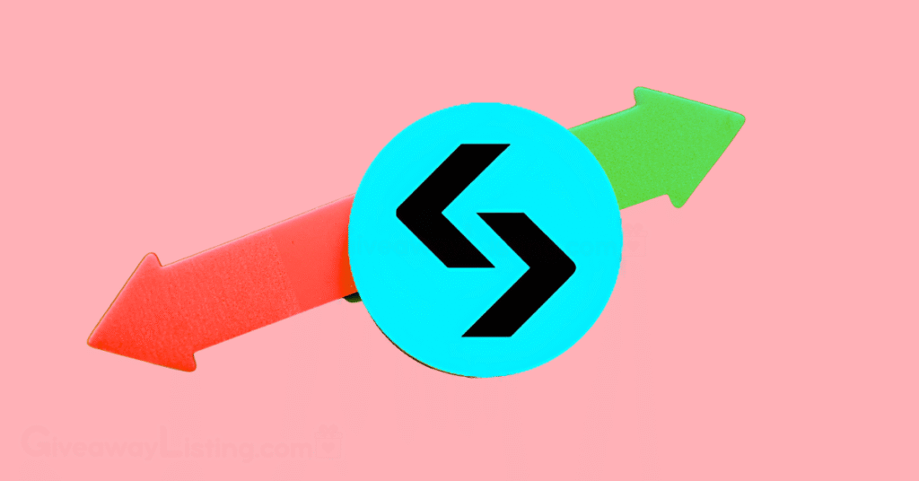 The Bitget logo on a red and green arrow representing a bullish and bearish pattern.