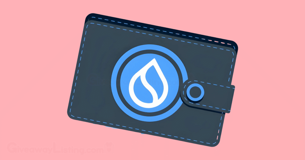 a wallet with the SUI logo inscribed on it.