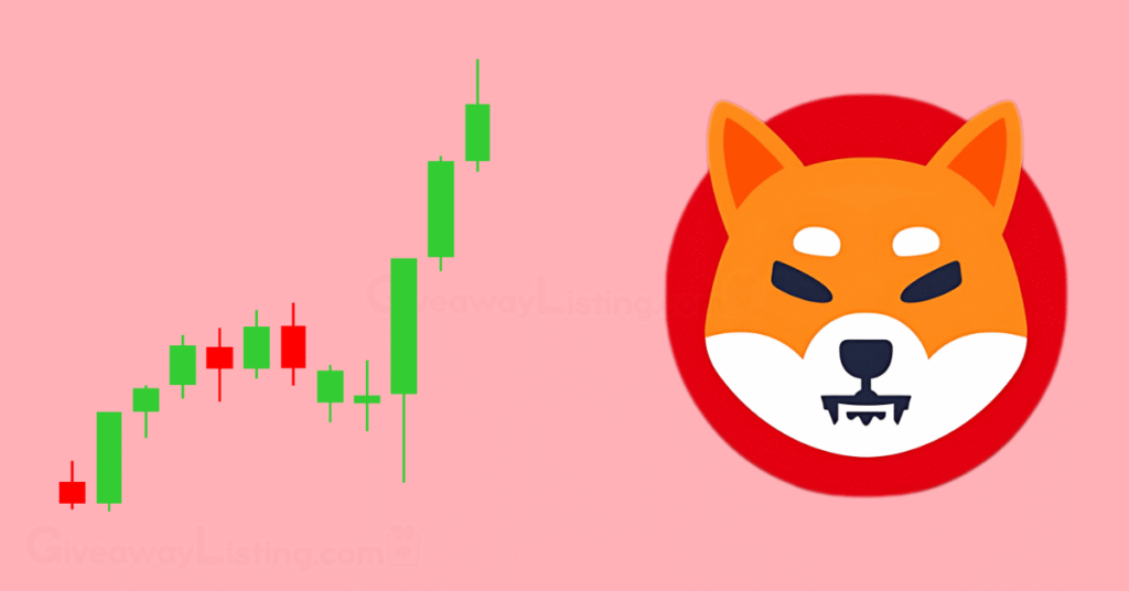 The Shiba Inu token with a candlestick chart pattern.