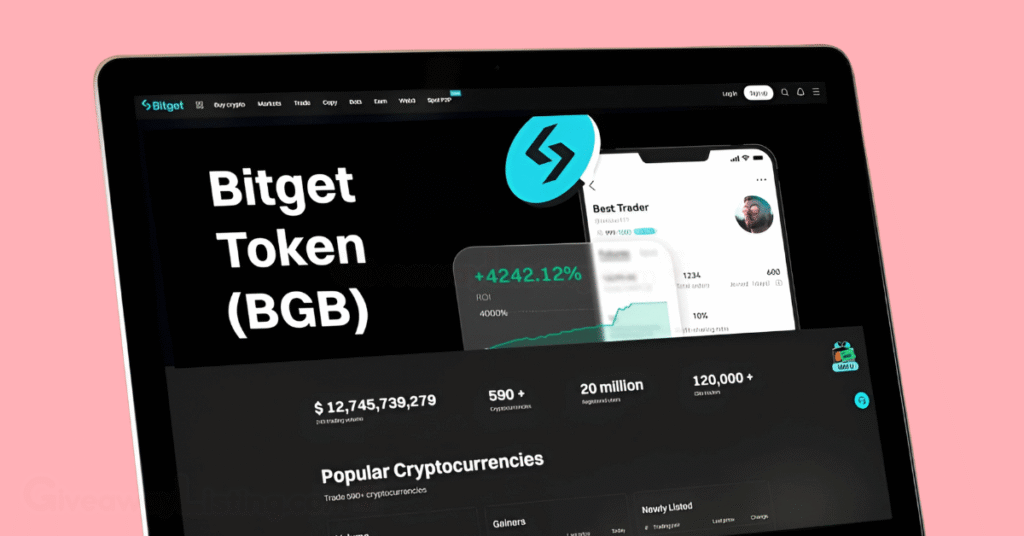 Bitget token displayed information on a mobile tablet.