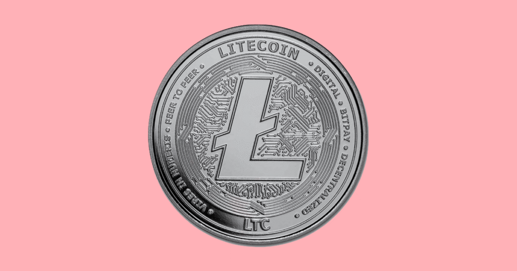 A silver Litecoin token.