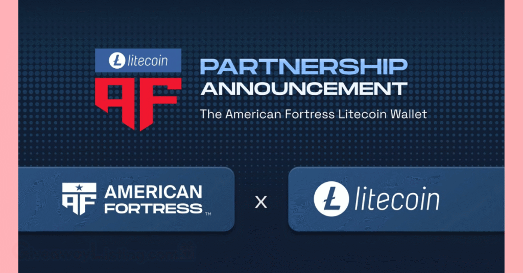 Litecoin and American Fortress partnership announcement.