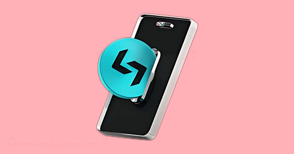The Bitget logo between on a phone case.