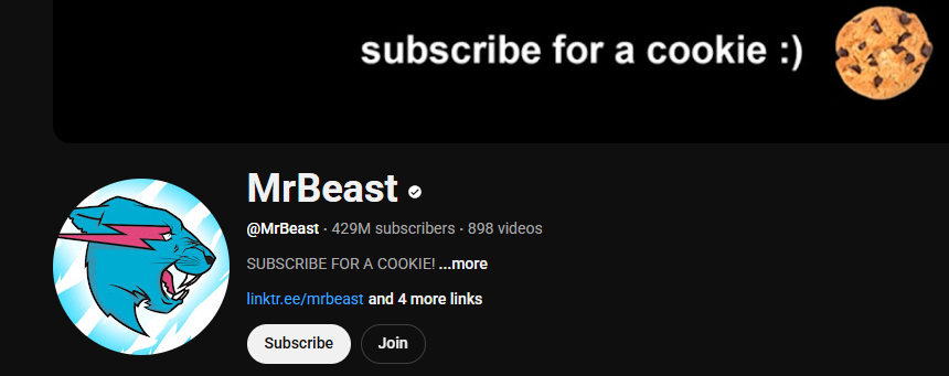 MrBeast's YouTube channel.